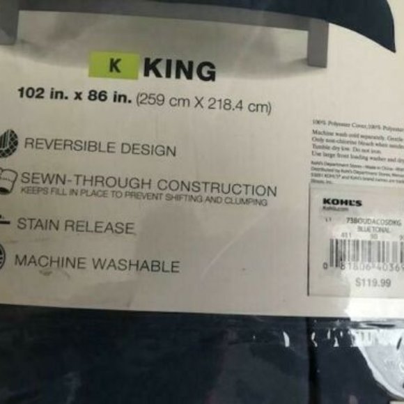 NIP BLUE DOWN ALTERNATIVE KING COMFORTER - Picture 8 of 9